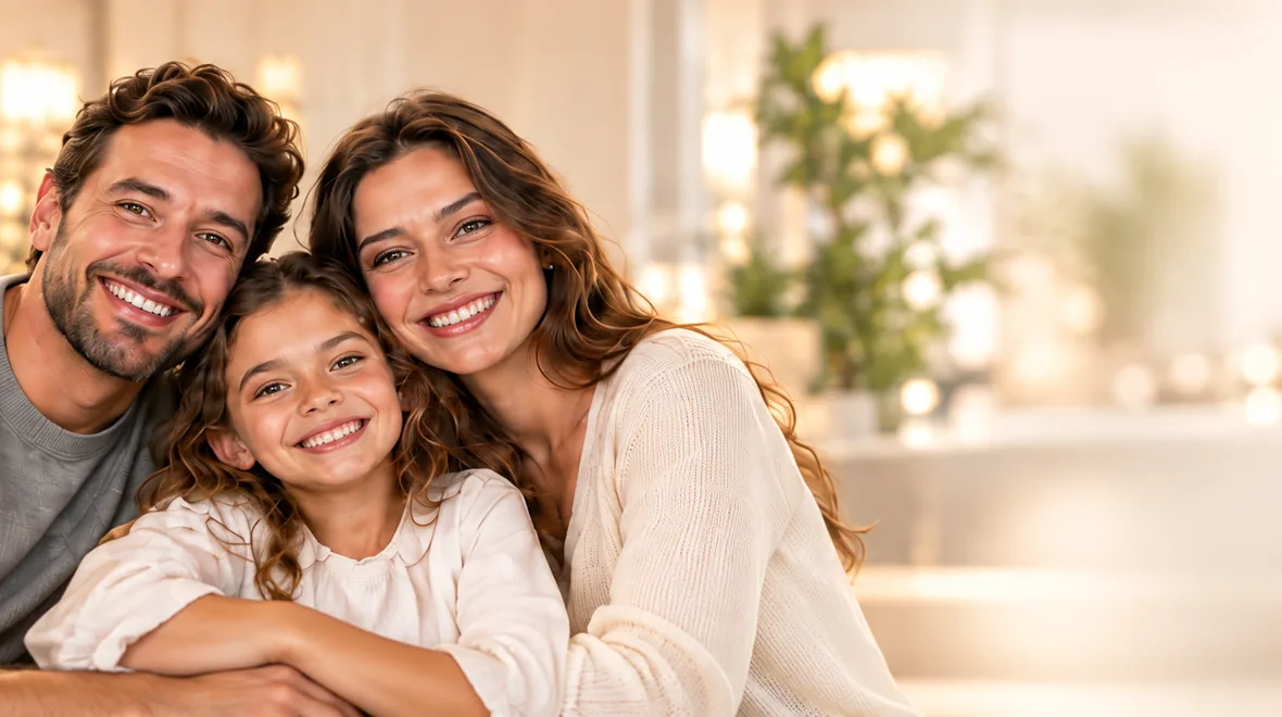 Gülümseyen aile; temsilî görsel
